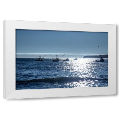 Fishing Boats I White Modern Wood Framed Art Print by Crane, Rita