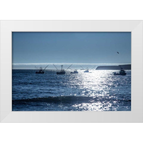 Fishing Boats I White Modern Wood Framed Art Print by Crane, Rita