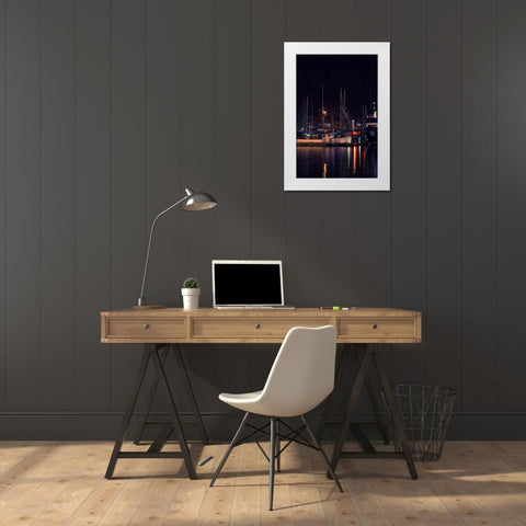 Harbor Lights I White Modern Wood Framed Art Print by Crane, Rita