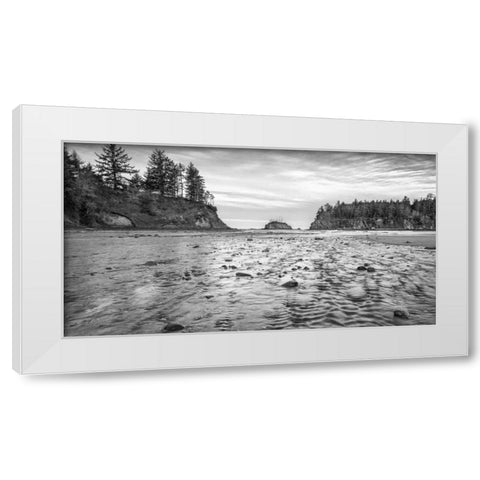 Sunset Bay BW White Modern Wood Framed Art Print by Hellmann, Stan