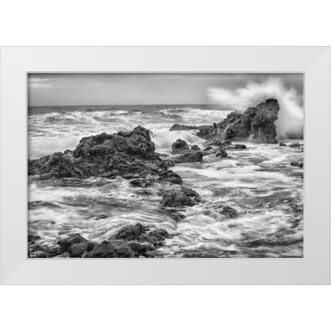 Hookipa BW White Modern Wood Framed Art Print by Hellmann, Stan