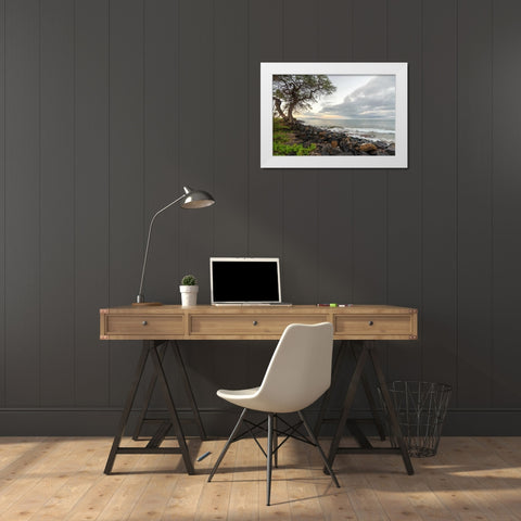 Kihei Sunrise White Modern Wood Framed Art Print by Hellmann, Stan
