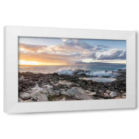 West Maui Sunset White Modern Wood Framed Art Print by Hellmann, Stan