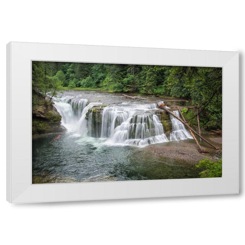 Lower Lewis River Falls White Modern Wood Framed Art Print by Hellmann, Stan