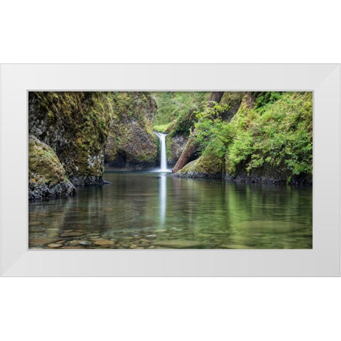 Punchbowl Falls White Modern Wood Framed Art Print by Hellmann, Stan