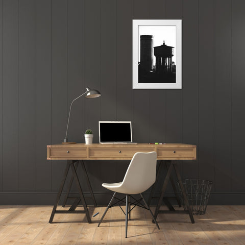 Ponte and Water Tower White Modern Wood Framed Art Print by Hellmann, Stan