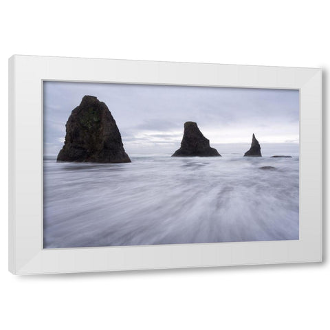 Bandon White Modern Wood Framed Art Print by Hellmann, Stan