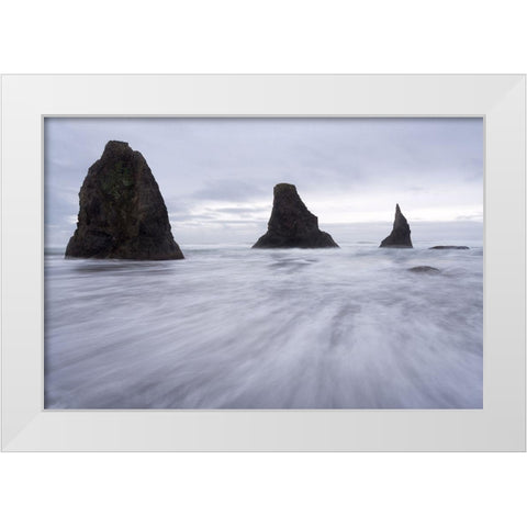 Bandon White Modern Wood Framed Art Print by Hellmann, Stan