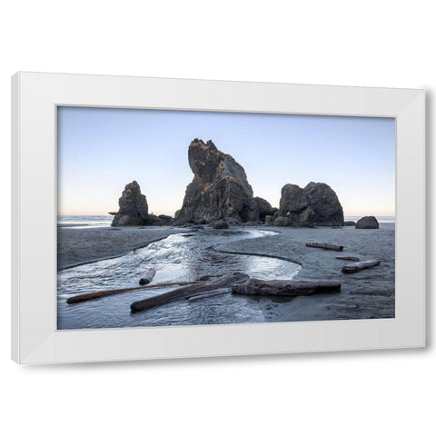 Ruby Beach Morning I White Modern Wood Framed Art Print by Hellmann, Stan