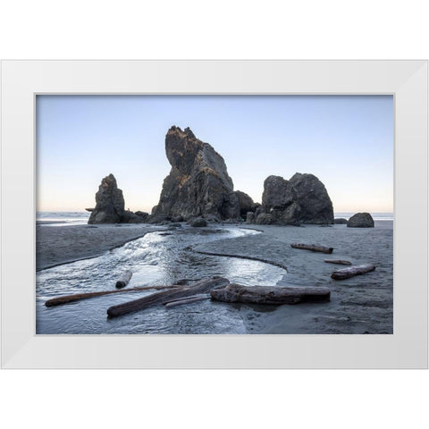 Ruby Beach Morning I White Modern Wood Framed Art Print by Hellmann, Stan
