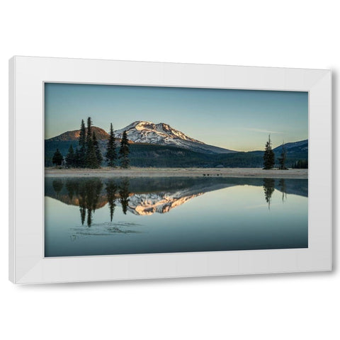 Sparks Lake Morning White Modern Wood Framed Art Print by Hellmann, Stan