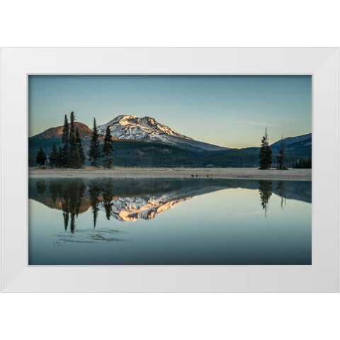 Sparks Lake Morning White Modern Wood Framed Art Print by Hellmann, Stan