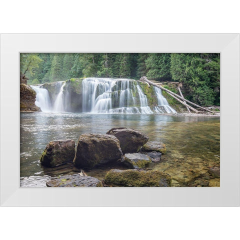 Lower Lewis River Falls White Modern Wood Framed Art Print by Hellmann, Stan