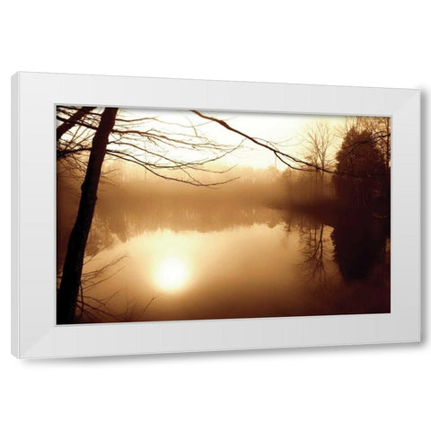 Fog on Shelly Lake II White Modern Wood Framed Art Print by Hausenflock, Alan