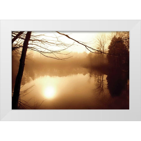 Fog on Shelly Lake II White Modern Wood Framed Art Print by Hausenflock, Alan