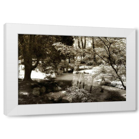 Garden Bridge I White Modern Wood Framed Art Print by Hausenflock, Alan