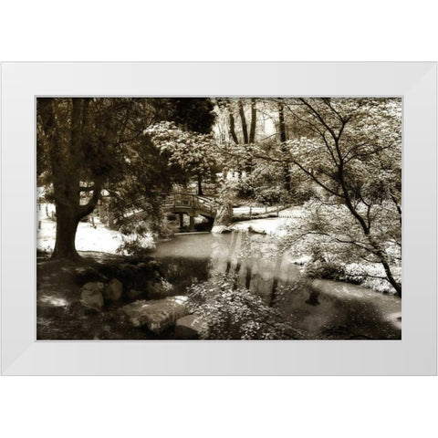 Garden Bridge I White Modern Wood Framed Art Print by Hausenflock, Alan