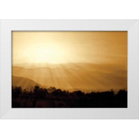 Distant Mountains II White Modern Wood Framed Art Print by Hausenflock, Alan