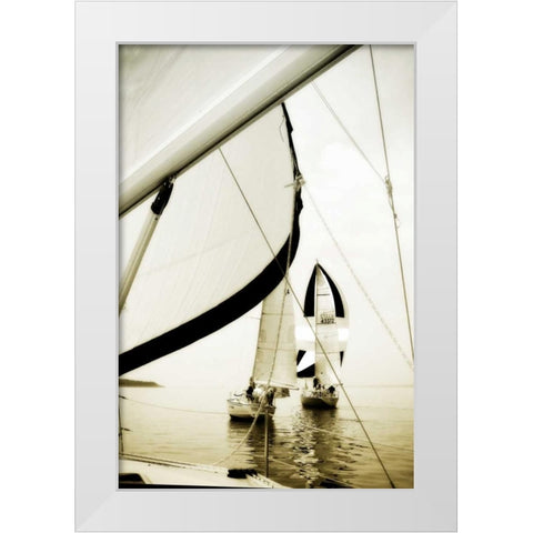 River Sailors I White Modern Wood Framed Art Print by Hausenflock, Alan