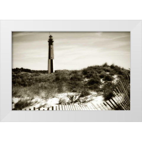 Cape Henry Light III White Modern Wood Framed Art Print by Hausenflock, Alan