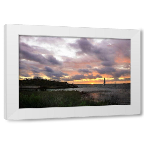 East Bay Sunrise I White Modern Wood Framed Art Print by Hausenflock, Alan