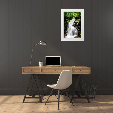 Deep Woods Waterfall II White Modern Wood Framed Art Print by Hausenflock, Alan