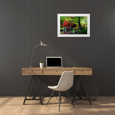 Meisho Garden I White Modern Wood Framed Art Print by Hausenflock, Alan