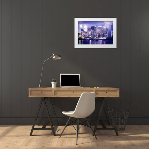City Lights II White Modern Wood Framed Art Print by Hausenflock, Alan