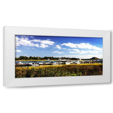 Waterway Dock I White Modern Wood Framed Art Print by Hausenflock, Alan