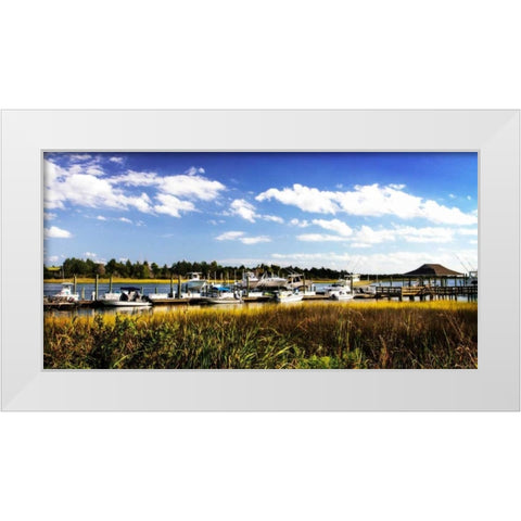 Waterway Dock I White Modern Wood Framed Art Print by Hausenflock, Alan