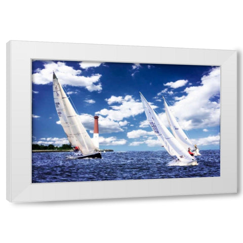 Day Sailing I White Modern Wood Framed Art Print by Hausenflock, Alan