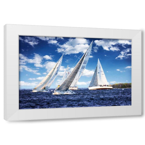 Day Sailing II White Modern Wood Framed Art Print by Hausenflock, Alan