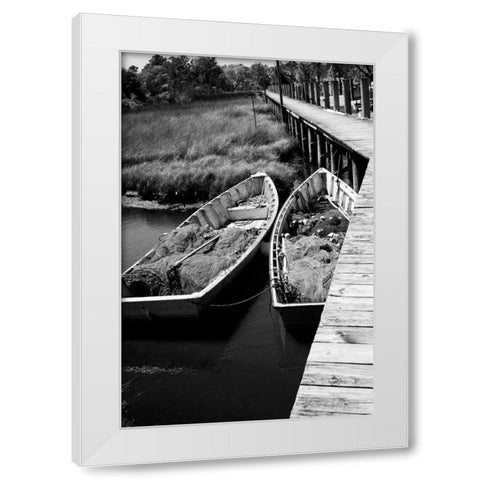 Nets and Boats I White Modern Wood Framed Art Print by Hausenflock, Alan
