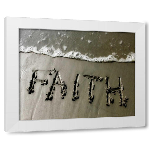 Faith in Sand White Modern Wood Framed Art Print by Hausenflock, Alan
