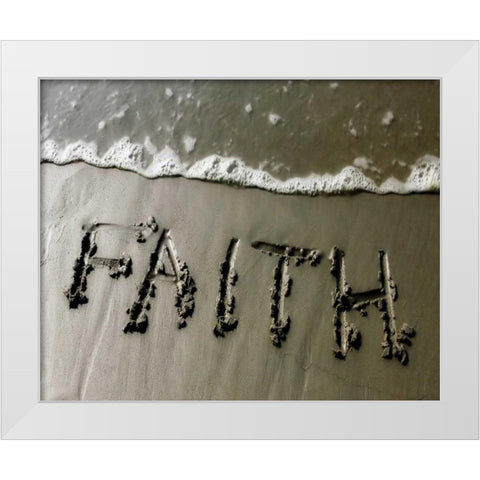 Faith in Sand White Modern Wood Framed Art Print by Hausenflock, Alan