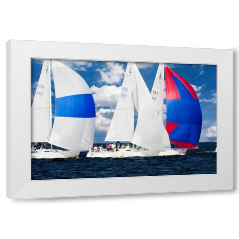 Race at Annapolis II White Modern Wood Framed Art Print by Hausenflock, Alan