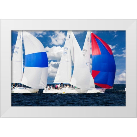 Race at Annapolis II White Modern Wood Framed Art Print by Hausenflock, Alan