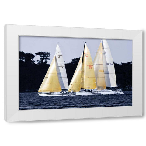Race at Annapolis IV White Modern Wood Framed Art Print by Hausenflock, Alan