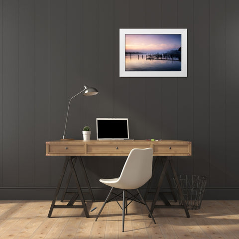 Neale Sound Sunrise III White Modern Wood Framed Art Print by Hausenflock, Alan