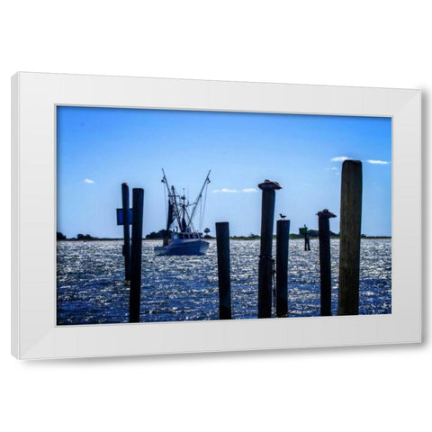 Bringing The Catch In I White Modern Wood Framed Art Print by Hausenflock, Alan