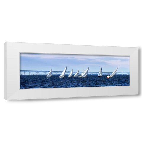 Close Hauled Flotilla I White Modern Wood Framed Art Print by Hausenflock, Alan