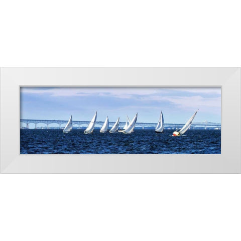 Close Hauled Flotilla I White Modern Wood Framed Art Print by Hausenflock, Alan