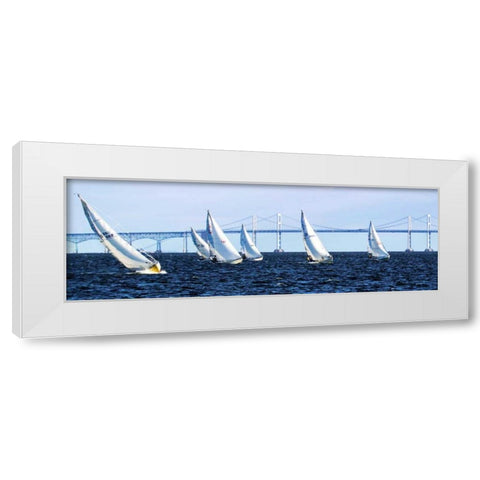 Close Hauled Flotilla II White Modern Wood Framed Art Print by Hausenflock, Alan