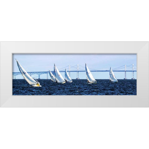 Close Hauled Flotilla II White Modern Wood Framed Art Print by Hausenflock, Alan