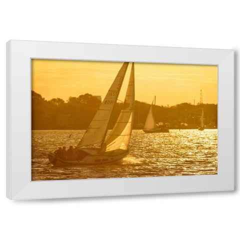 Windward Sunset I White Modern Wood Framed Art Print by Hausenflock, Alan