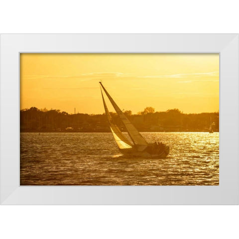 Windward Sunset II White Modern Wood Framed Art Print by Hausenflock, Alan