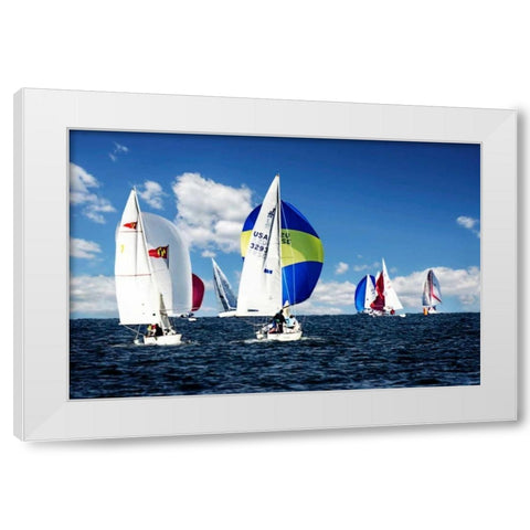 A Perfect Sail II White Modern Wood Framed Art Print by Hausenflock, Alan