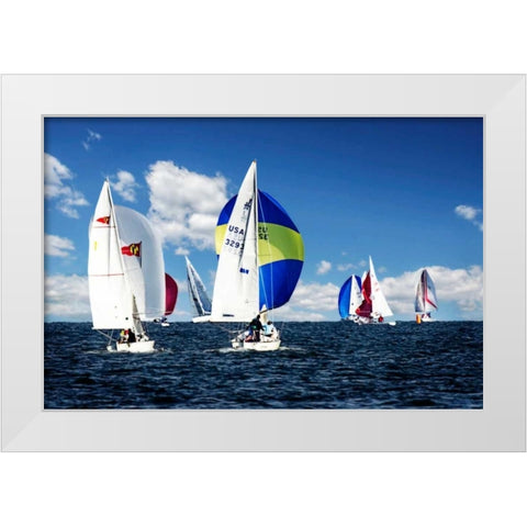 A Perfect Sail II White Modern Wood Framed Art Print by Hausenflock, Alan