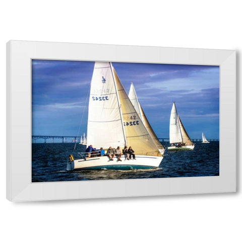 Headed To The Docks White Modern Wood Framed Art Print by Hausenflock, Alan