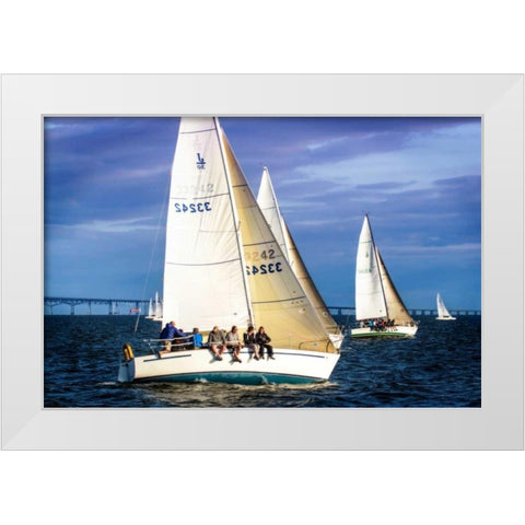 Headed To The Docks White Modern Wood Framed Art Print by Hausenflock, Alan